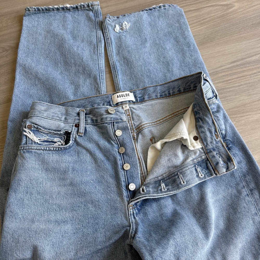 Agolde Women's High Rise Straight Blue Jeans 90s Denim Jeans Size 28 - Picture 12 of 13